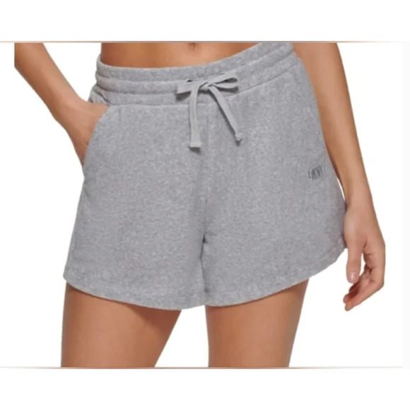 DKNY Women's Terry Cloth Grey Relaxed Shorts Medium NWT - Picture 1 of 3